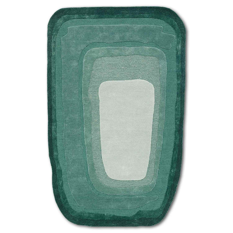 Green Vortex Woollen And Cotton Rug