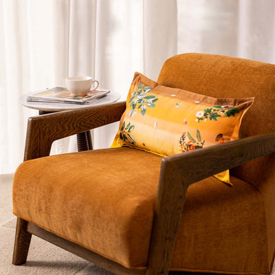 Golden Grove Digital Printed Woollen And Silk Lumbar Cushion By Mariella Ienna