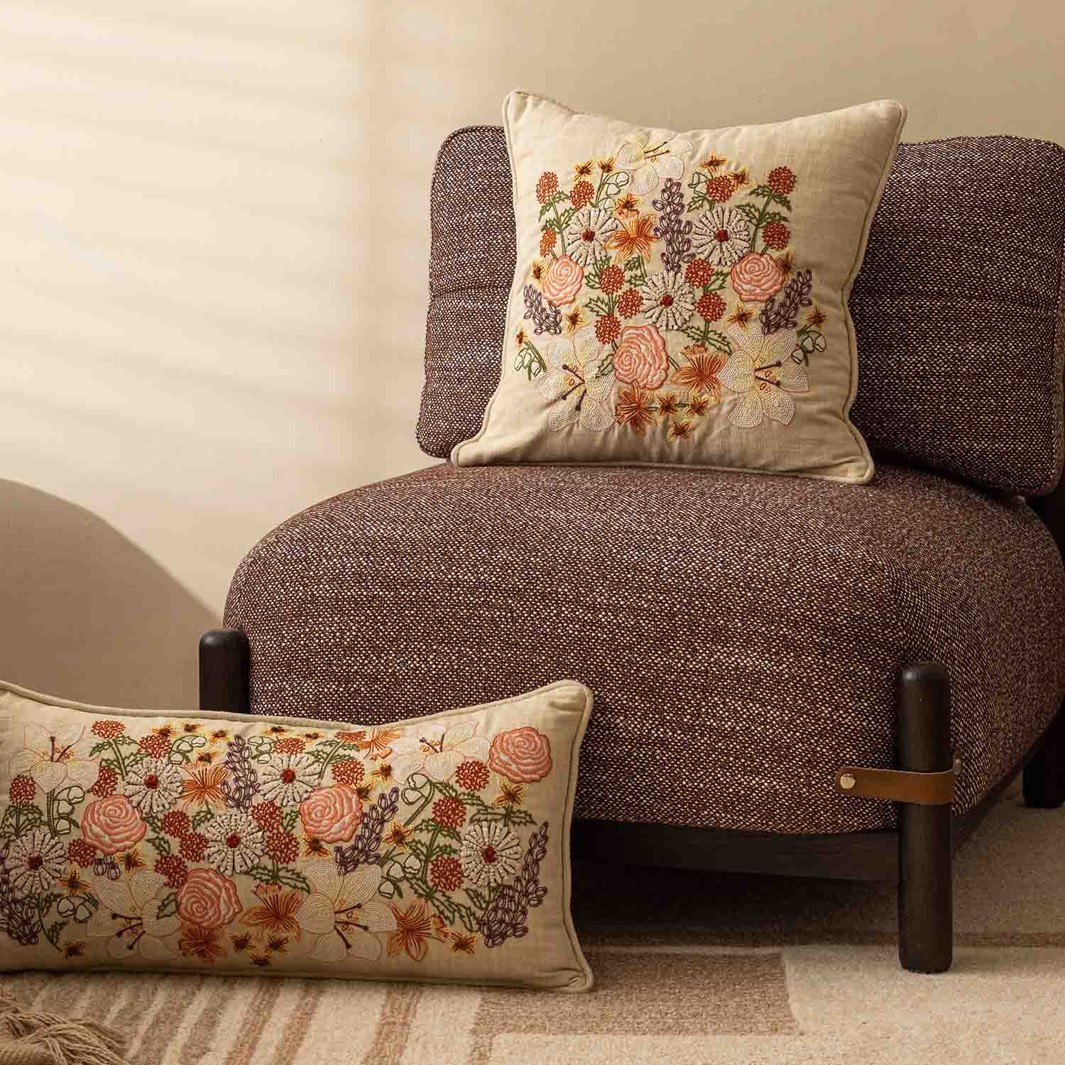 Fleurhaven Embroidered Cotton Lumber Cushion Cover