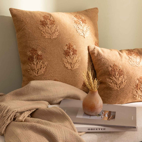 Vaze Embroidered Cotton Jacquard Cushion Cover