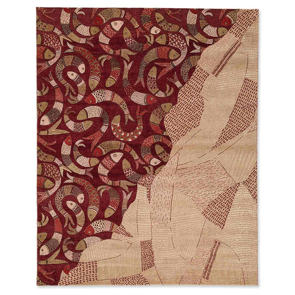Matsya Tat Hand Knotted Woollen And Viscose Rug