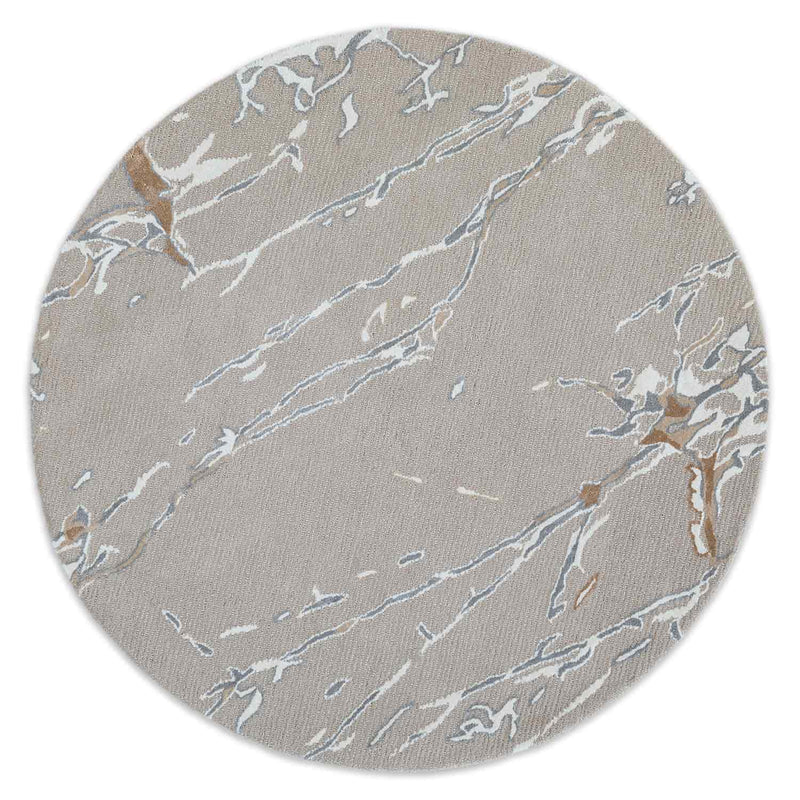 Slate Woollen And Cotton Round Rug