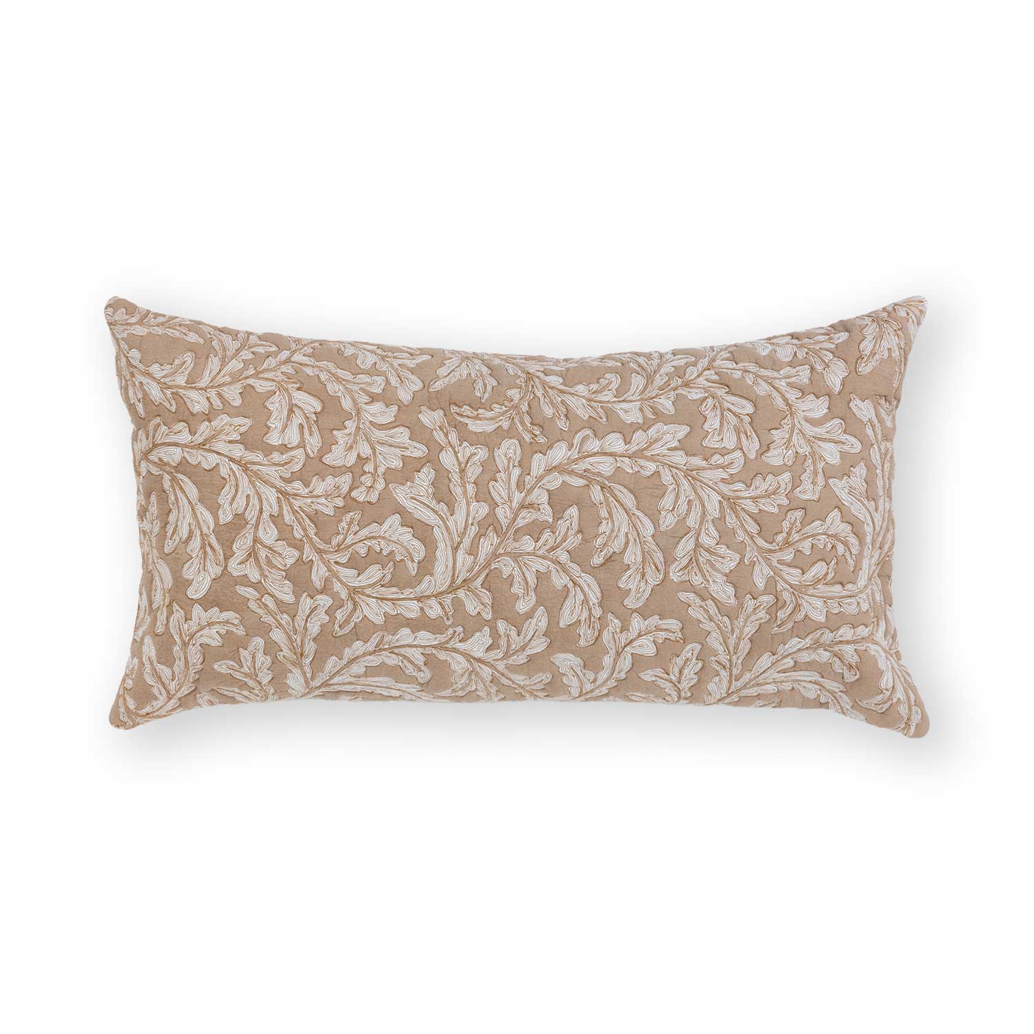 Hand block printed and quilted Leafair Lumber Cushion Cover