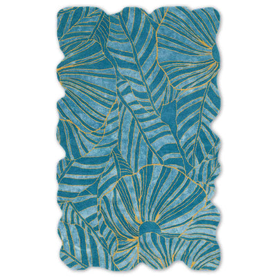 Turquoise Hand Tufted Woollen And Viscose Rug