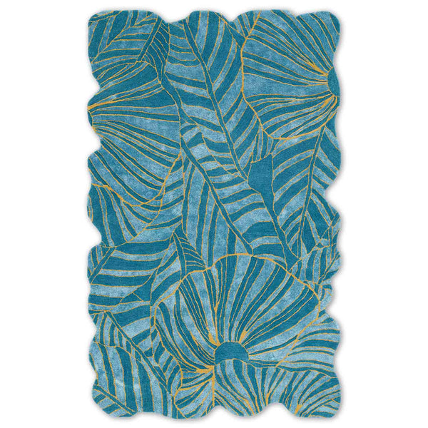 Turquoise Hand Tufted Woollen And Viscose Rug