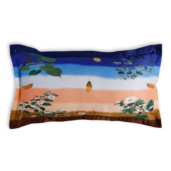 Beach Digital Printed Woollen And Silk Lumbar Cushion By Mariella Ienna