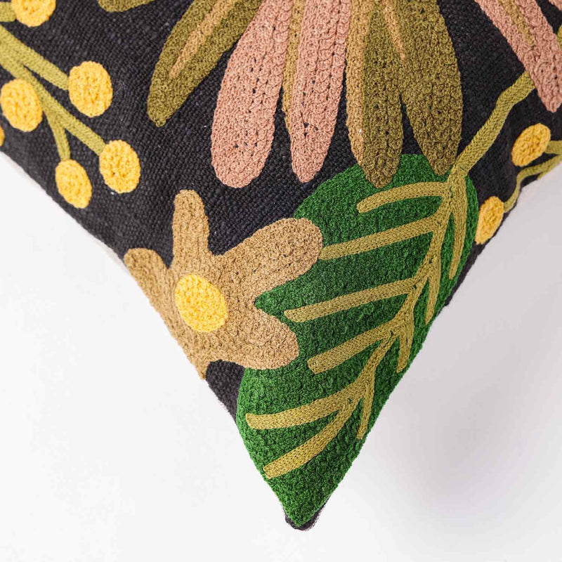 Chrysalis Slub Dyed and Embroidered Cotton Cushion Cover