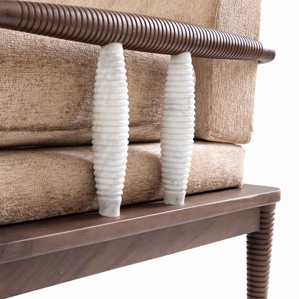 Aranya Teak Double Seater Sofa with Marble Piers