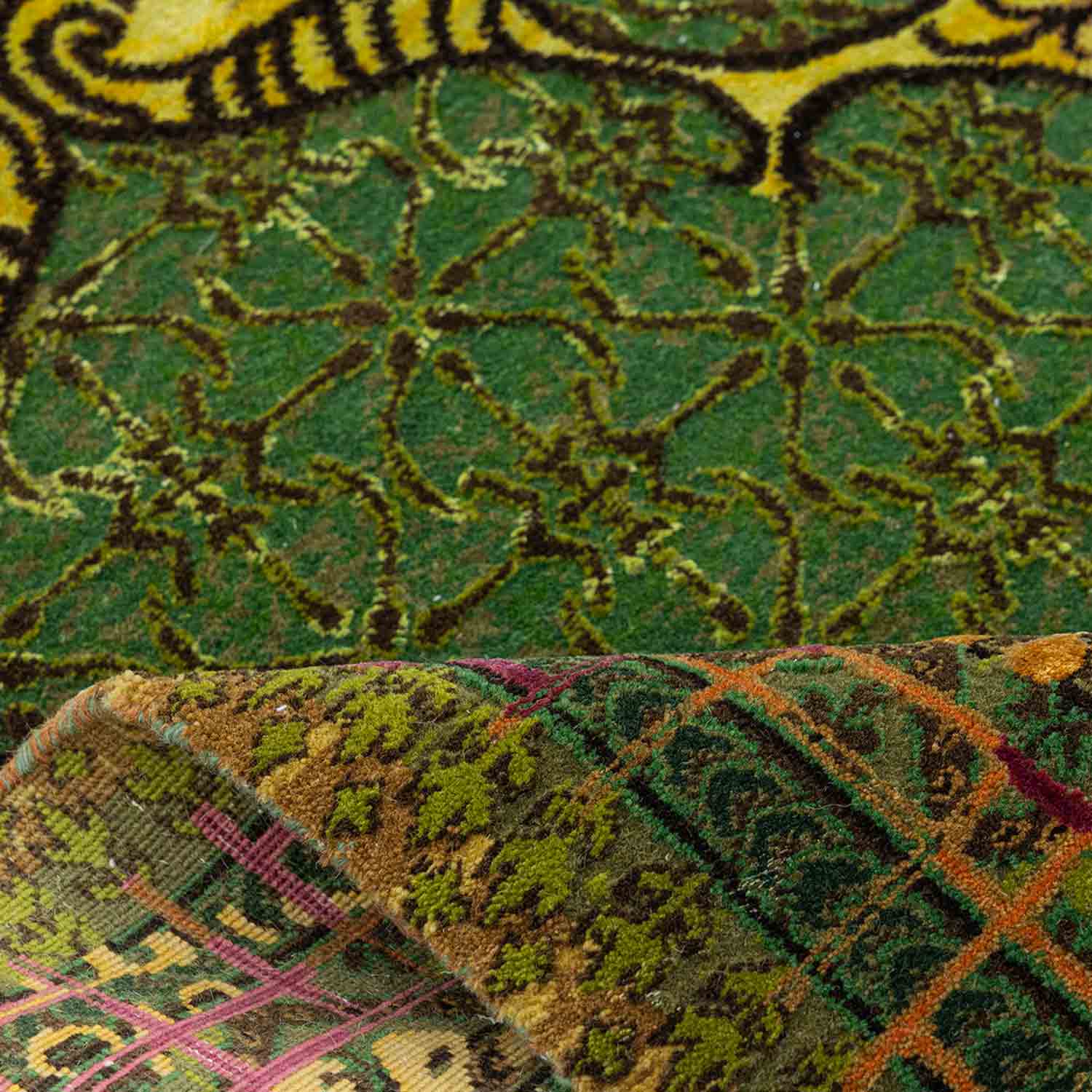 Citrine lattice Hand Knotted Woollen And Viscose Runner Rug