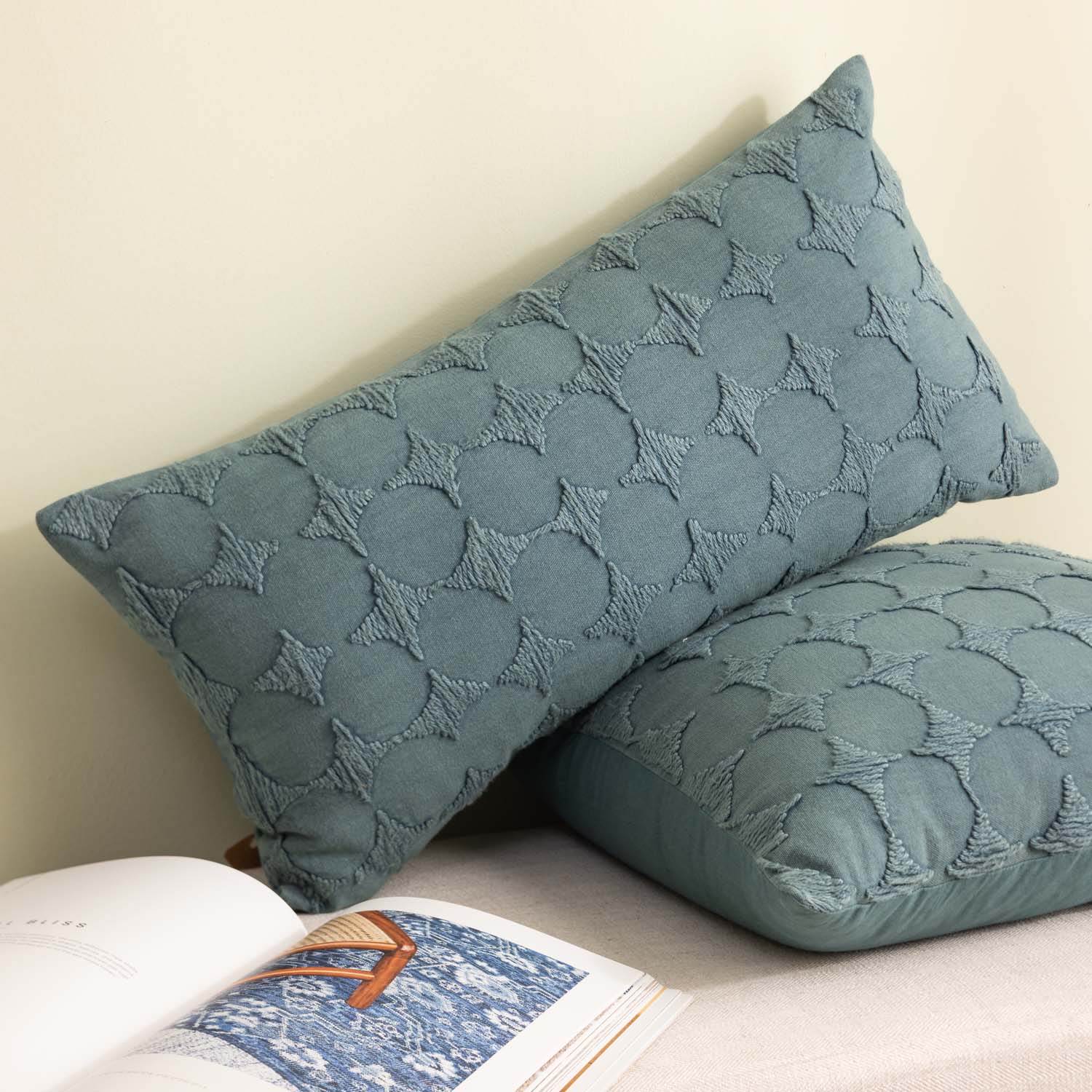 Cotton embroidered Star-light Lumbar Cushion Cover