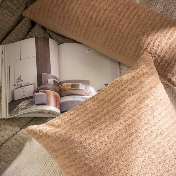 Blush Cotton Jacquard Lumbar Cushion Cover