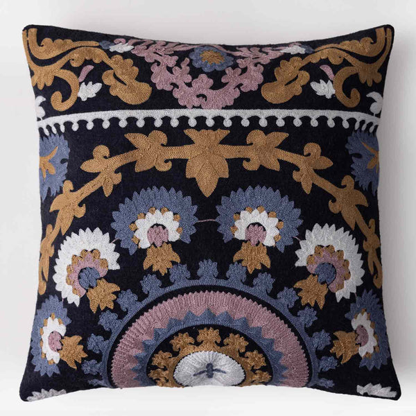 Jasmine Embroidered Cotton Cushion Cover