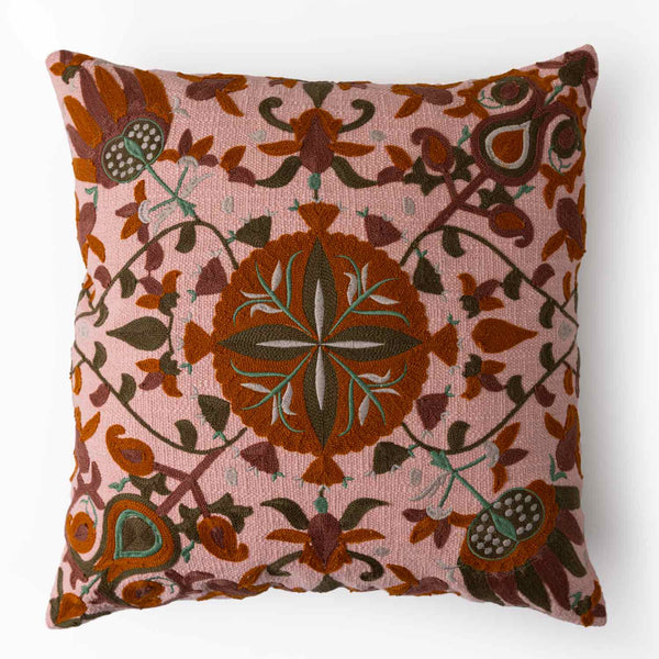 Bukhara Cotton Slub Embroidered Cushion Cover