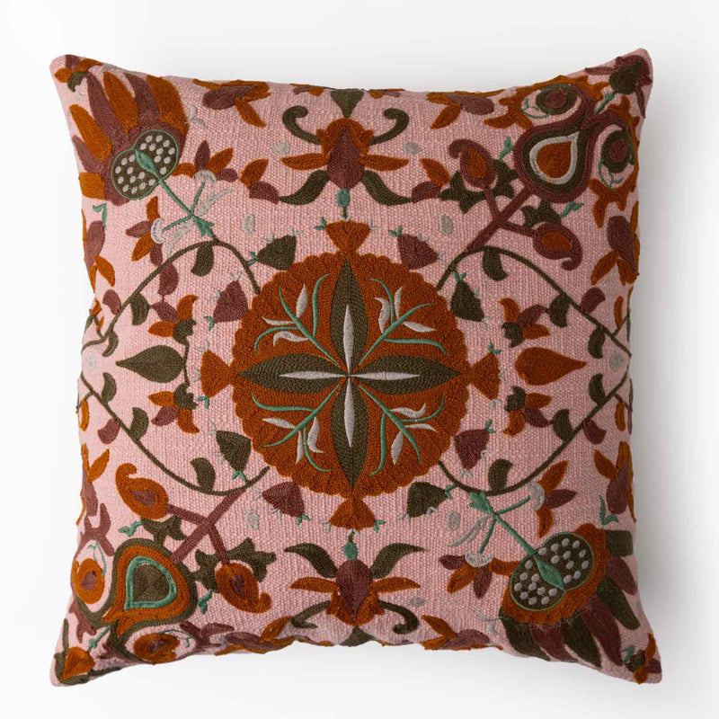 Bukhara Cotton Slub Embroidered Cushion Cover