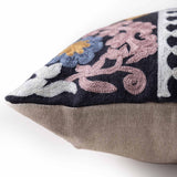 Jasmine Embroidered Cotton Lumbar Cushion Cover