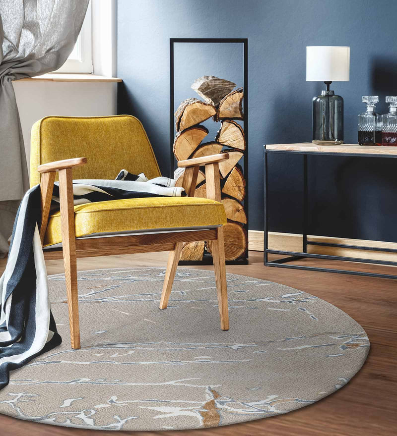 Slate Hand Tufted Woollen And Viscose Round Rug