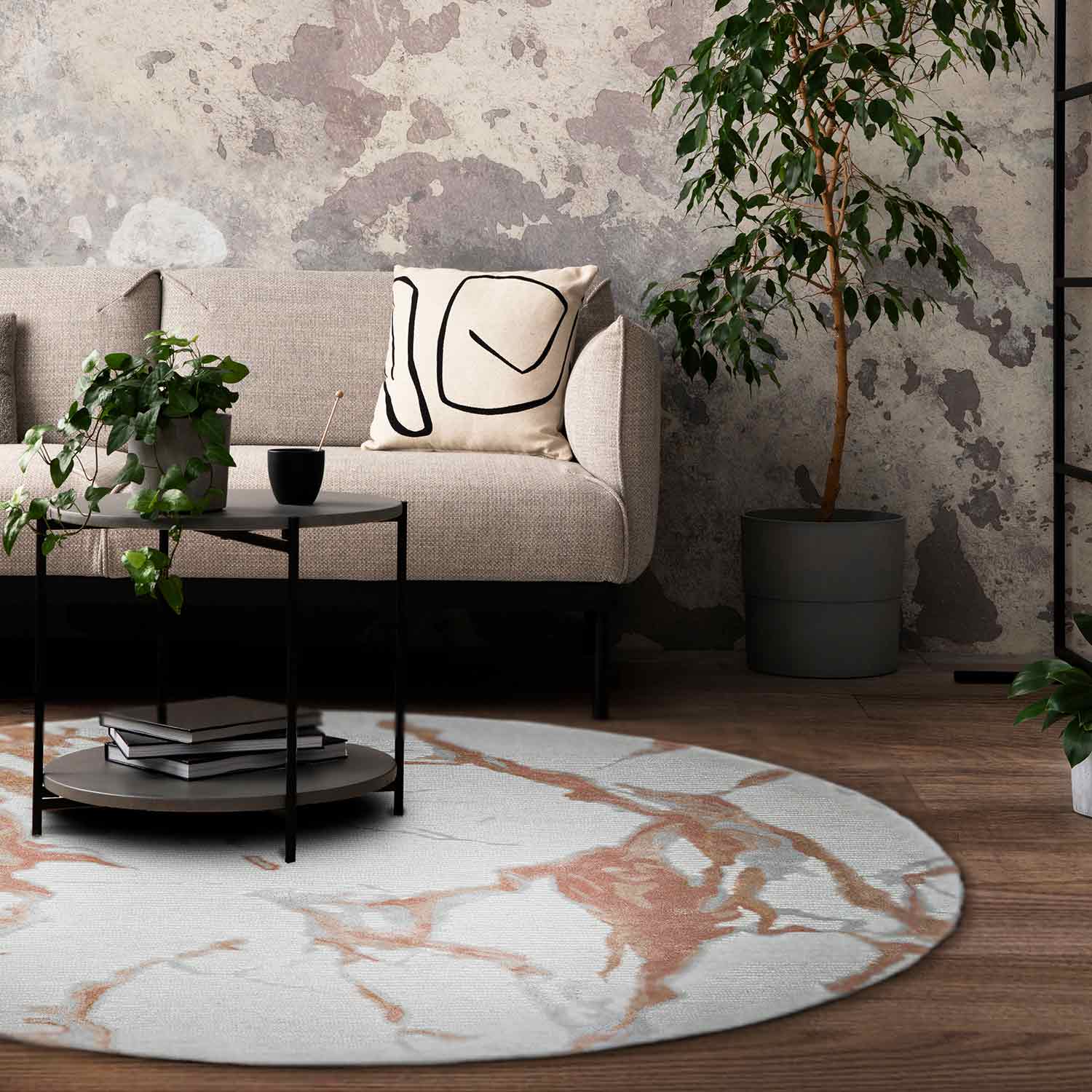 Mozart Hand Tufted Woollen And Viscose Round Rug