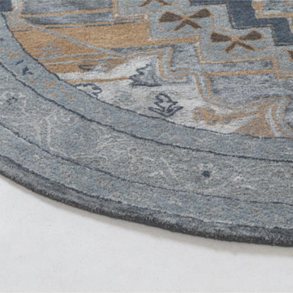 Medallion Hand Tufted Woollen and Viscose Round Rug