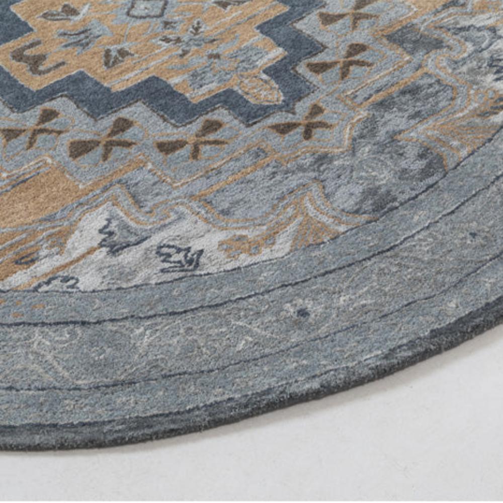 Medallion Hand Tufted Woollen and Viscose Round Rug