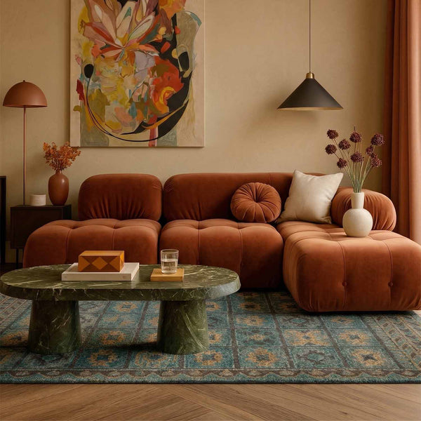 Coffered Hand Tufted Woollen And Viscose Rug