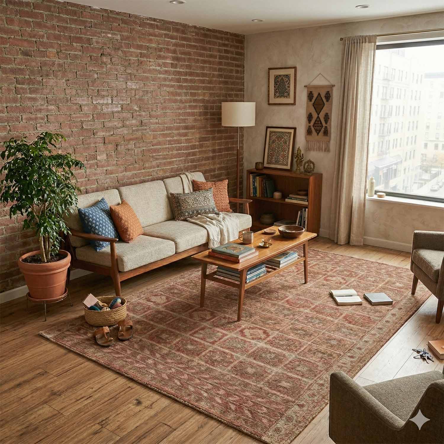 Latticed Hand Tufted Woollen And Viscose Rug