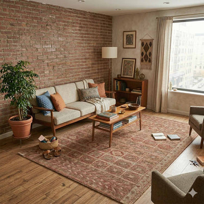 Latticed Hand Tufted Woollen And Viscose Rug