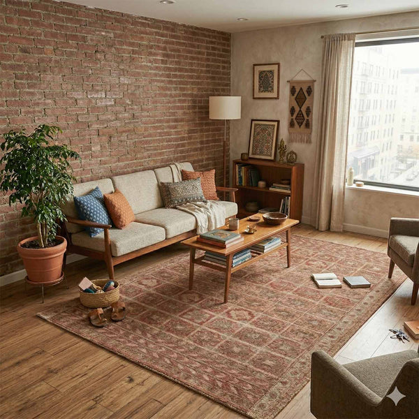 Latticed Hand Tufted Woollen And Viscose Rug