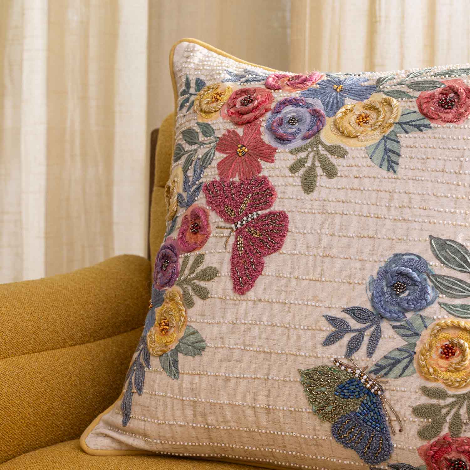 Canoré Embroidered Cotton Cushion