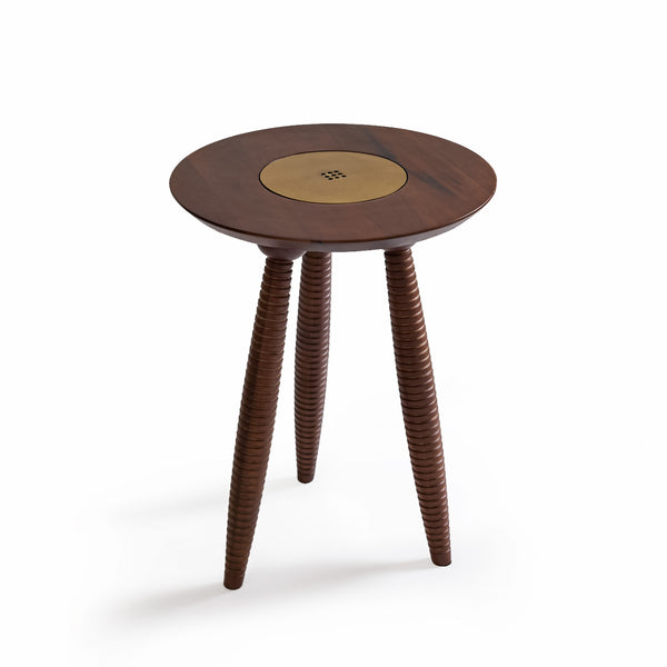 Nest Teak Side Tables with Marble & Brass Tops