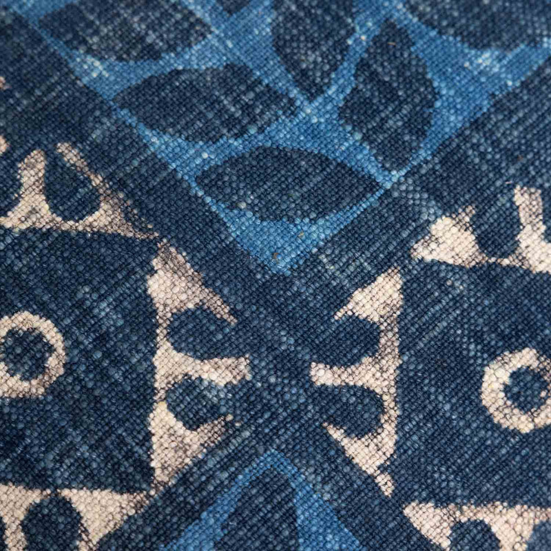 Indigo Dabu Printed Cotton Slub Cushion Cover