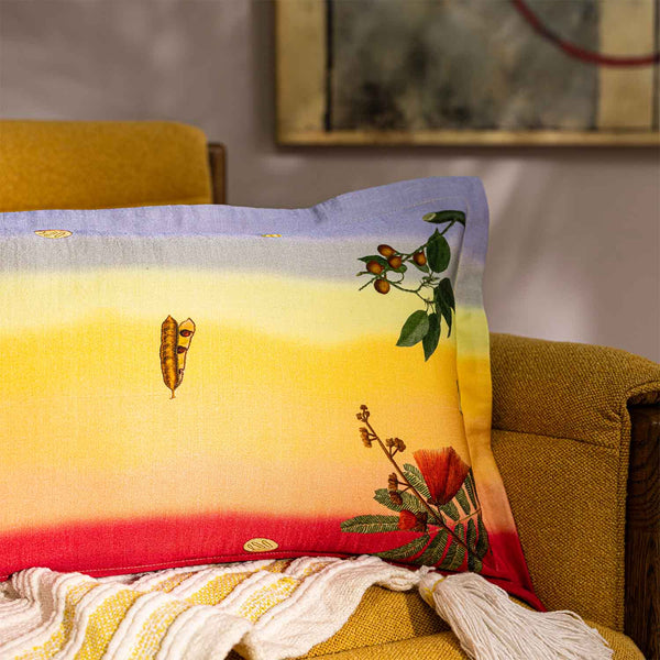 Botanic Digital Printed Woollen And Silk Lumbar Cushion By Mariella Ienna