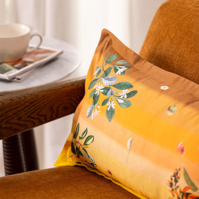 Golden Grove Digital Printed Woollen And Silk Lumbar Cushion By Mariella Ienna