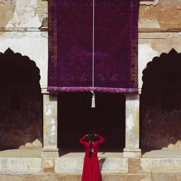 Amethyst Floral Hand Knotted Woollen And Viscose Rug By Smitha Zachariah