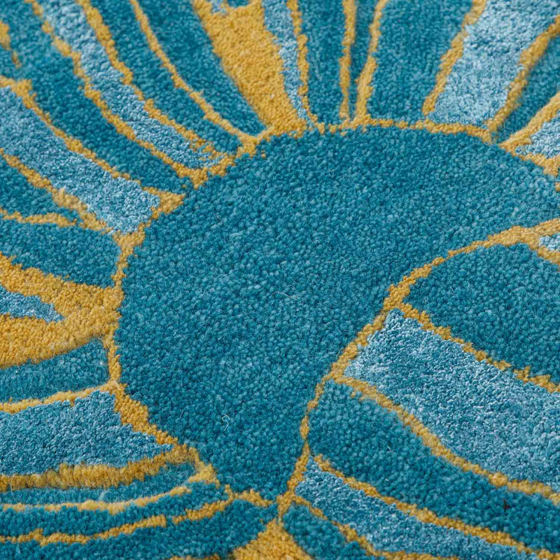 Turquoise Woollen And Cotton Rug