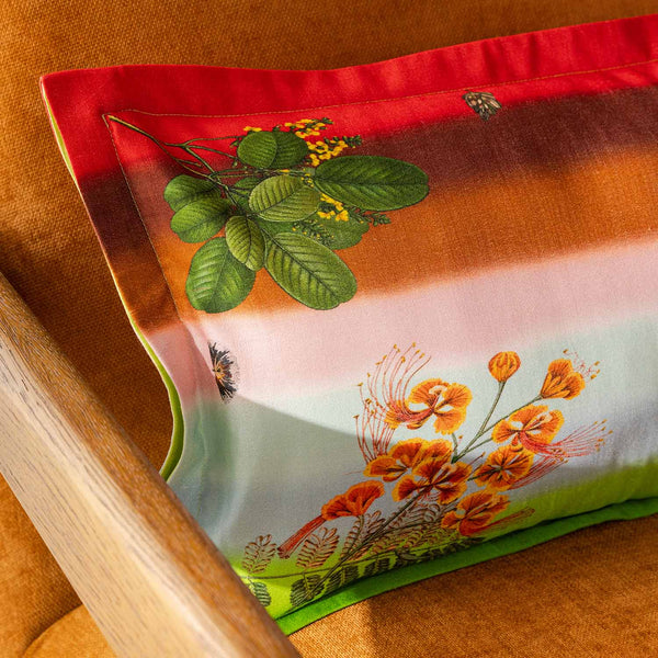 Full-Bloom Digital Printed Woollen And Silk Lumbar Cushion By Mariella Ienna