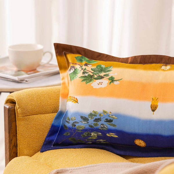 Beach Digital Printed Woollen And Silk Lumbar Cushion By Mariella Ienna