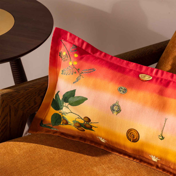 Wildflower Digital Printed Woollen And Silk Lumbar Cushion By Mariella Ienna