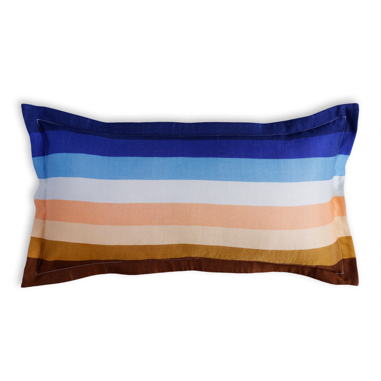 Beach Digital Printed Woollen And Silk Lumbar Cushion By Mariella Ienna