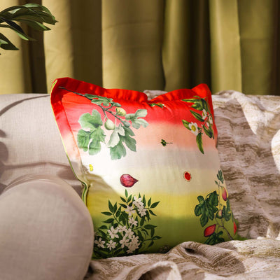 Wildflora Digital Printed Woollen And Silk Cushion By Mariella Ienna