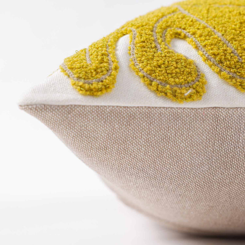 Citrine Cotton Embroidered wih Dori Piping Lumber Cushion Cover