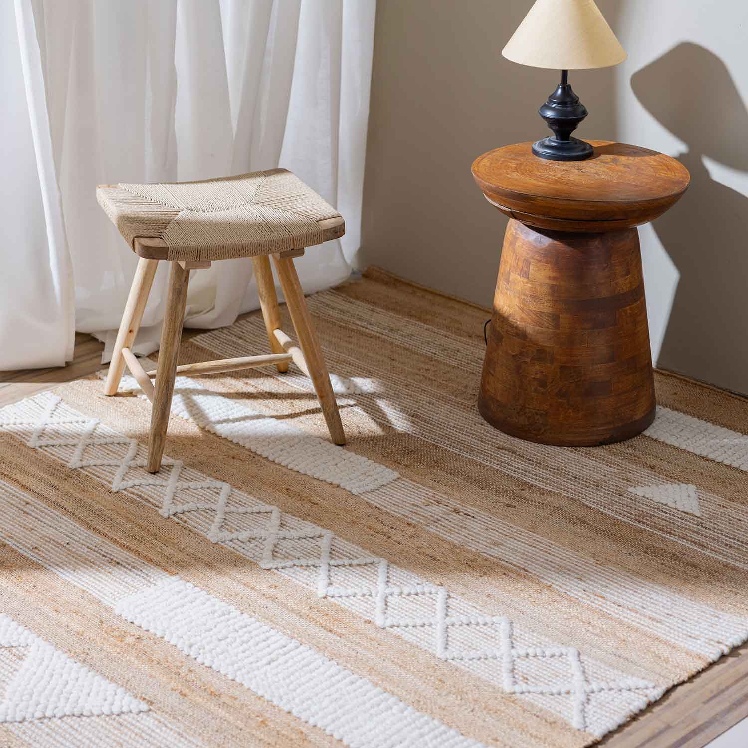 Cave Flat Weave Jute & Wool Dhurrie