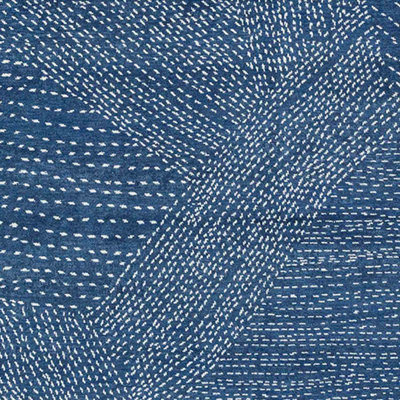 Matt-Blue Hand Knotted Woollen and Cotton Rug By Abraham & Thakore