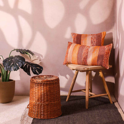 Sunset Woven Chambray Cotton Lumbar Cushion Cover