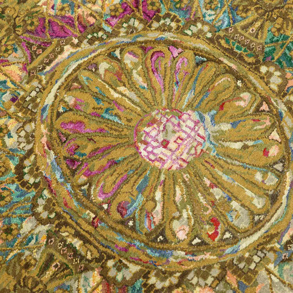 Medallion pendant Hand Knotted Woollen And Viscose Rug By Smitha Zachariah