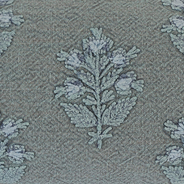 Sapling Cotton Embroidered Lumbar Cushion Cover