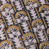 Bouqet Block Printed Cotton Cushion Cover with Dori Piping