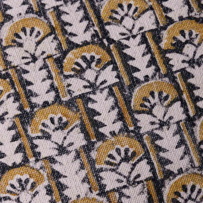 Bouqet Block Printed Cotton Cushion Cover with Dori Piping