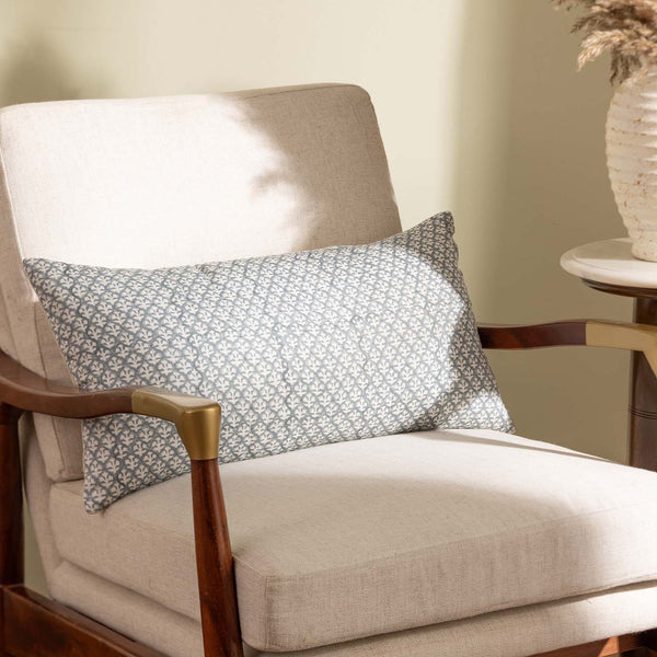 Fall Cotton Handblock Printed Lumbar Cushion Cover