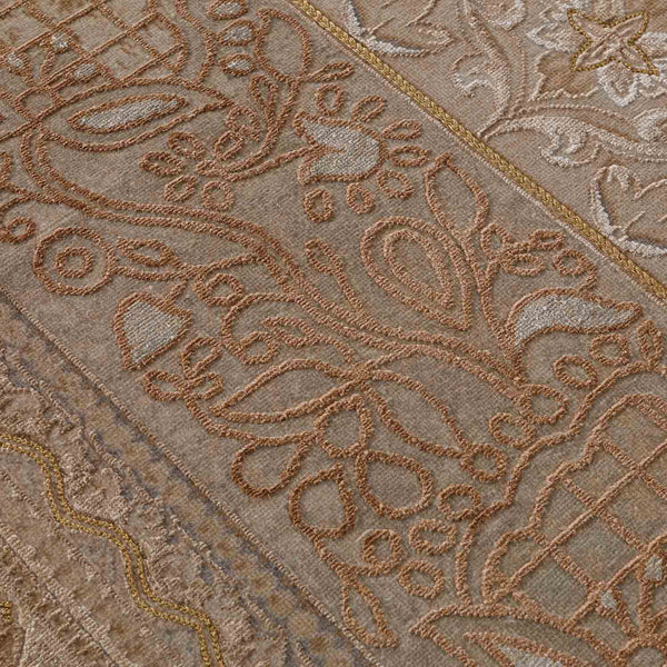 Sepia Hand Knotted Woollen Viscose And Silk Rug By Tarun Tahiliani