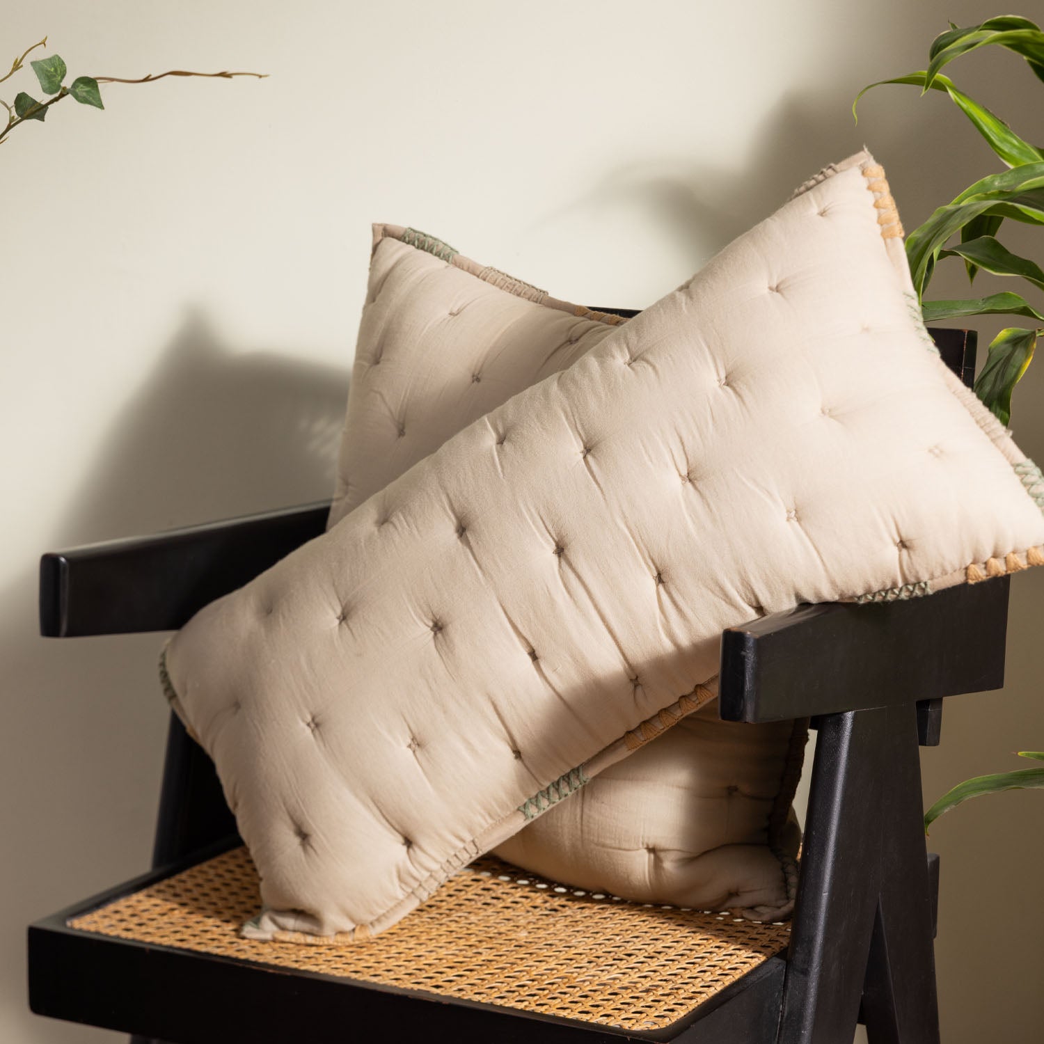 Cotton Hand embroidered Aeris Lumbar Cushion Cover